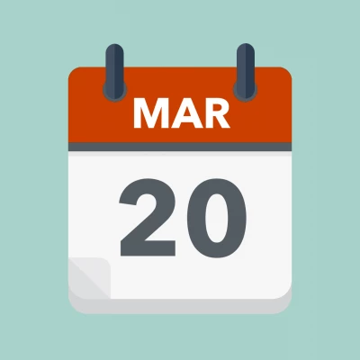 Calendar icon showing 20th March