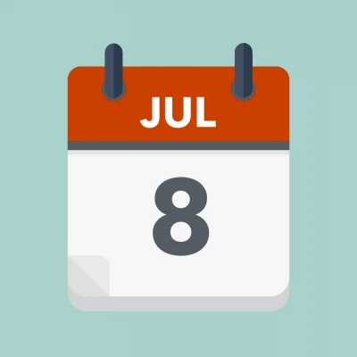 Calendar icon showing 8th July