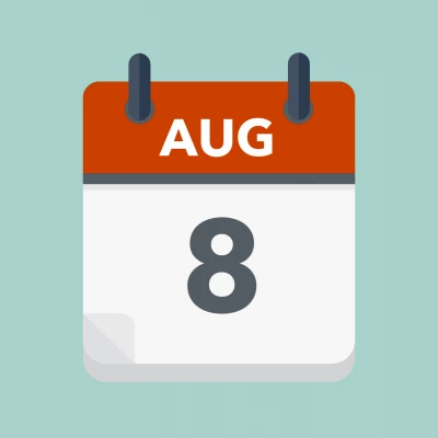 Calendar icon showing 8th August