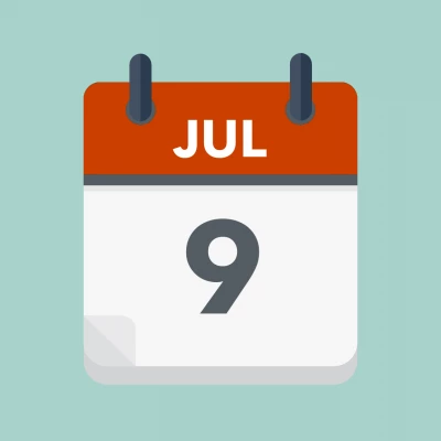 Calendar icon showing 9th July
