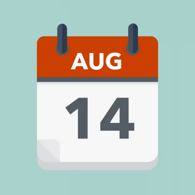 Calendar icon showing 14th August