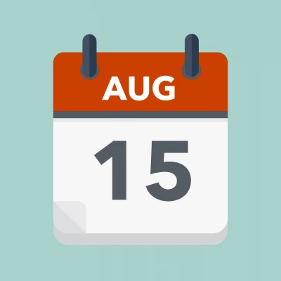 Calendar icon showing 15th August