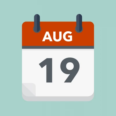 Calendar icon showing 19th August