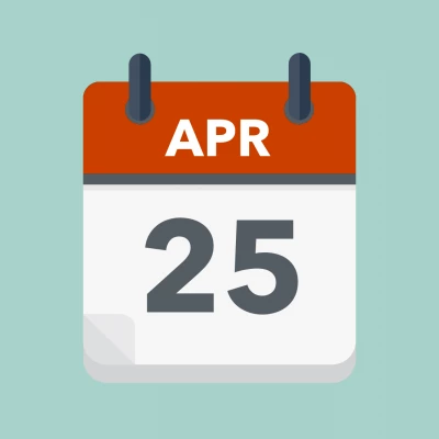 Calendar icon showing 25th April