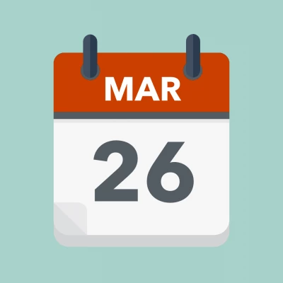 Calendar icon showing 26th March